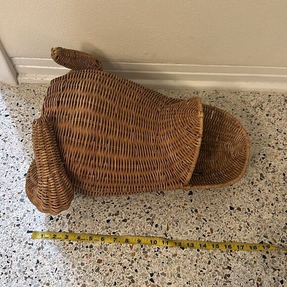 Vintage 60’s rattan wicker frog basket mid-century modern boho - Picture 7 of 8